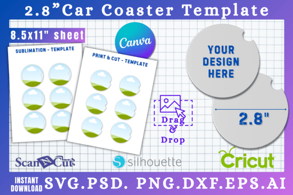 2.8 Car Coaster Canva SVG Templates: Graphics for Creative Sellers