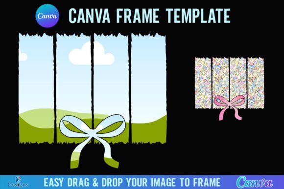 Brush Stroke Canva Frame Coquette Bow Graphics