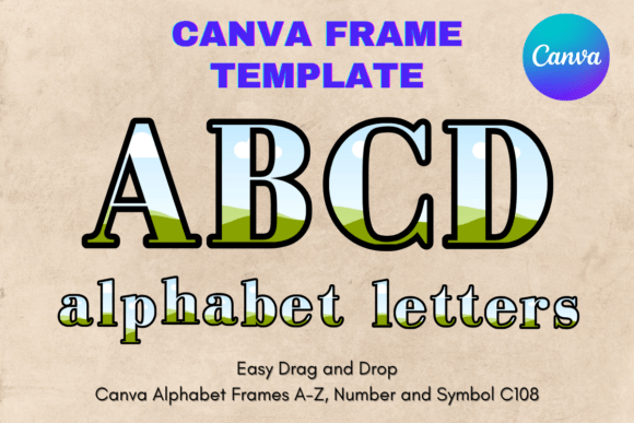 Canva Letters Frame Alphabet Template108 Graphics
