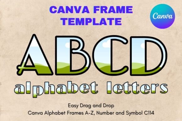Canva Letters Frame Alphabet Template114 Graphics