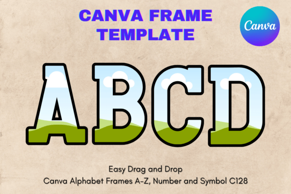 Canva Letters Frame Alphabet Template128 Graphics