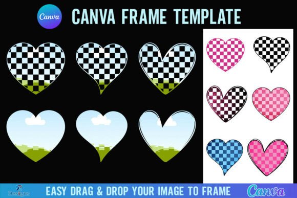 Checkerboard Checkered Heart Canva Frame Graphics