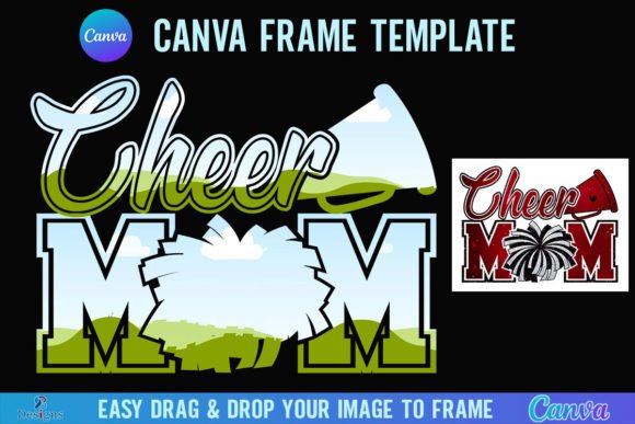 Cheer Mom Mama Canva Frame Template: Graphics for Heartfelt Branding