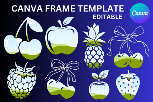 Cherry 8 Fruits Canva Frame Templates: Graphics for Warm, Approachable Branding
