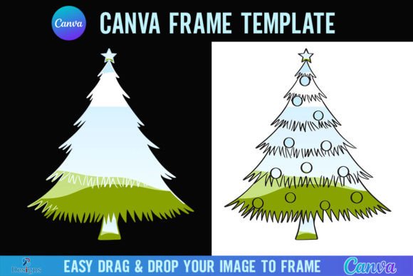 Christmas Tree Canva Frame Template Xmas Graphics