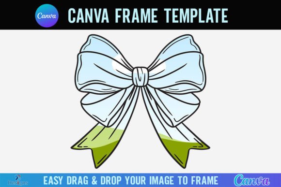 Coquette Bow Canva Frame Template Ribbon Graphics