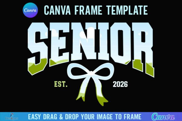 Coquette Bow Senior 2026 Canva Frame Graphics