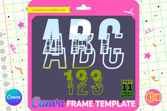 Disco Funk Stacked Alphabet Canva Frame Graphics