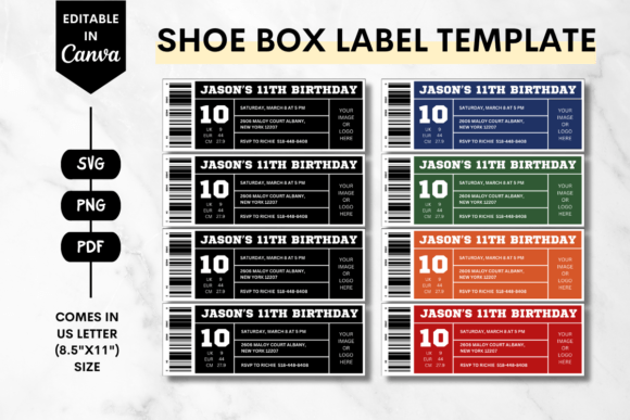 Editable Shoe Box Label Canva Template 1 Graphics