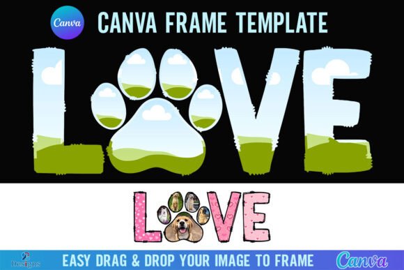 Love Dog Canva Frame: Paw Print Graphics for Branding