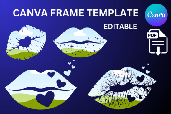 Mouth Kiss Lips Canva Frames Template: Graphics for Bold Brand Moments