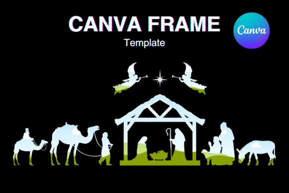 Nativity Scene Canva Frame Border Photo Graphics