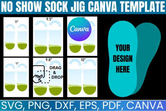 No Show Sock Jig Bundle Canva Template: Graphics for Playful Branding