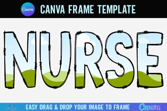 Nurse Canva Frame Template Doodle Letter Graphics