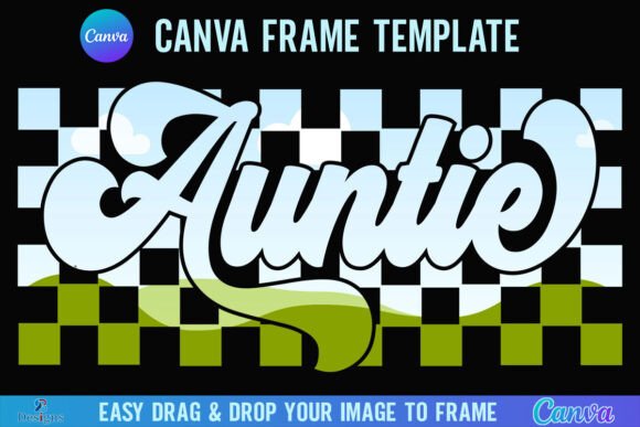 Retro Checkered Auntie Canva Frame Aunt