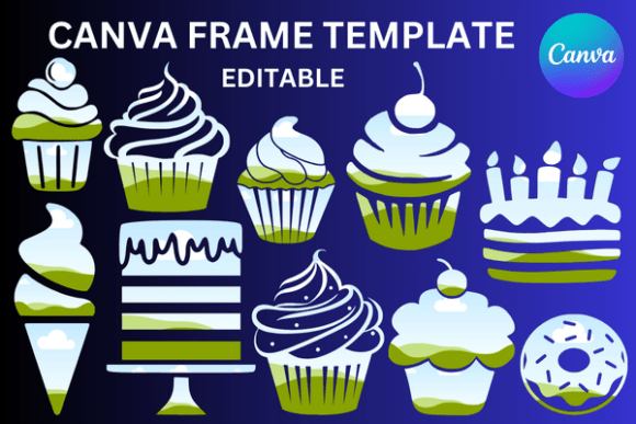 Sweets Cake Canva Frame Templates: Graphics for Delightful Editorial Design