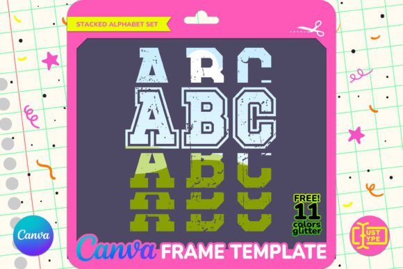 Team Stacked Alphabet Canva Frame Graphics
