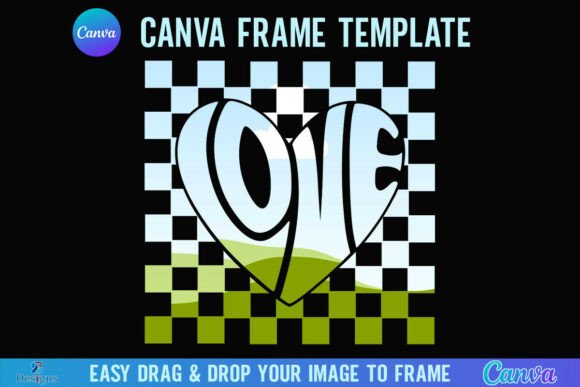 Valentine Heart Love Canva Checkered Graphics