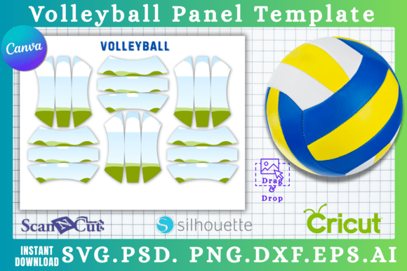 Volleyball Panel SVG Canva Template: Graphics for Creative Sellers